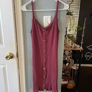 Plum fitted dress with buttons size small
